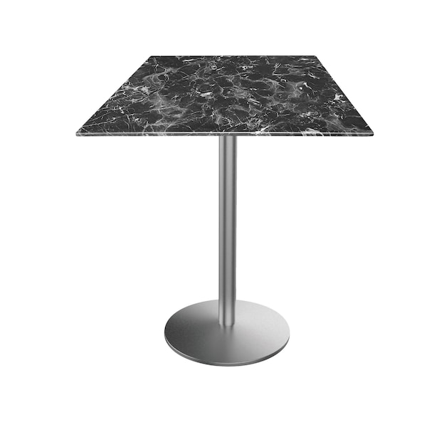 Holland Bar Stool Co 36 Tall OD214 St Steel Table Base w22 Dia foot, 32x32 Square Black Marble Top, IndoorOutdoor OD214-2236SSODS32SQBM - main
